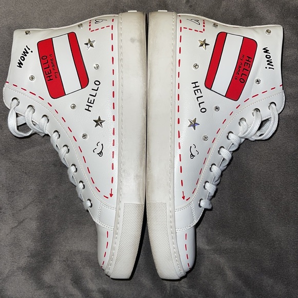 Aldo Marvina size 8 White Leather Lace Up Side Zip High Top Trainers Sneakers - Picture 2 of 8